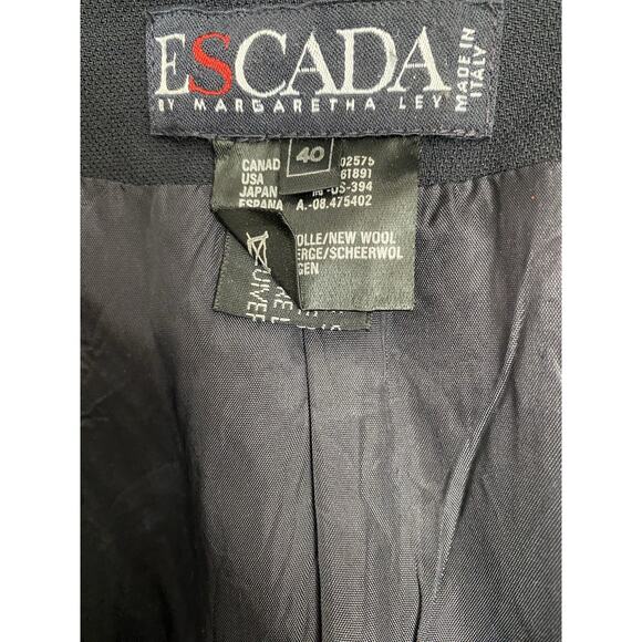 Escada Sheath Shirt Dress Short Sleeve Wool Gold Button Down Black 40 10 Vintage - Picture 8 of 8